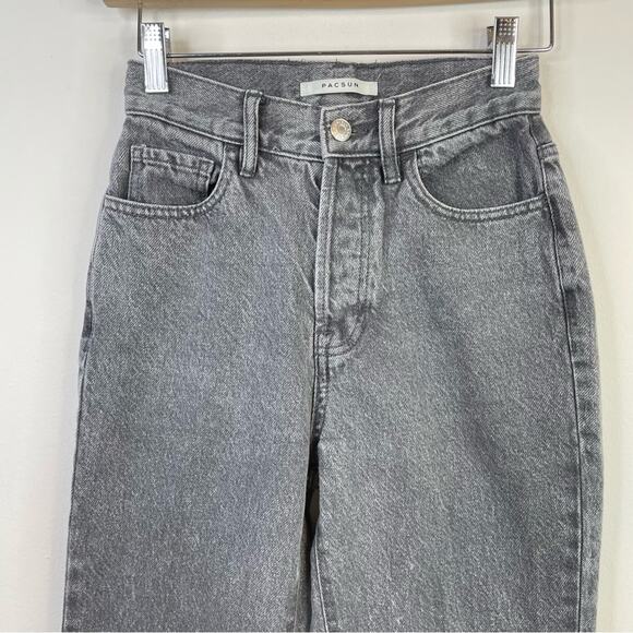 Pacsun Eco Gray High Waisted Straight Leg Button Fly Ankle Cropped Jeans 23 - Picture 3 of 13